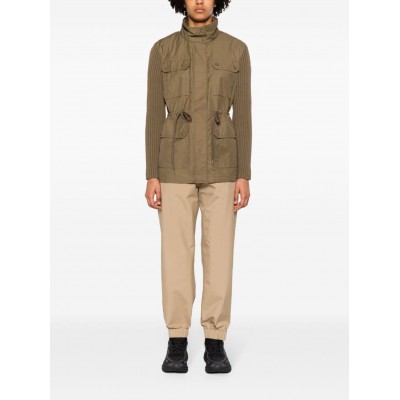 Moncler knit-panelled Military Jacket Green MCS28671