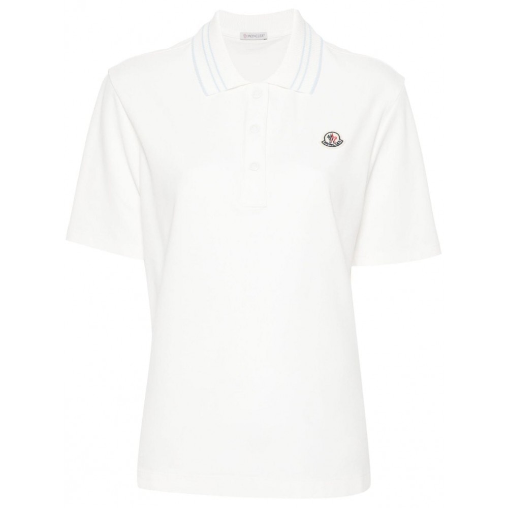 Moncler applique-logo Cotton Polo Shirt Neutrals MCS28095