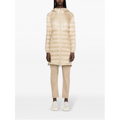 Moncler Amintore Long Quilted Coat Neutrals MCS28076