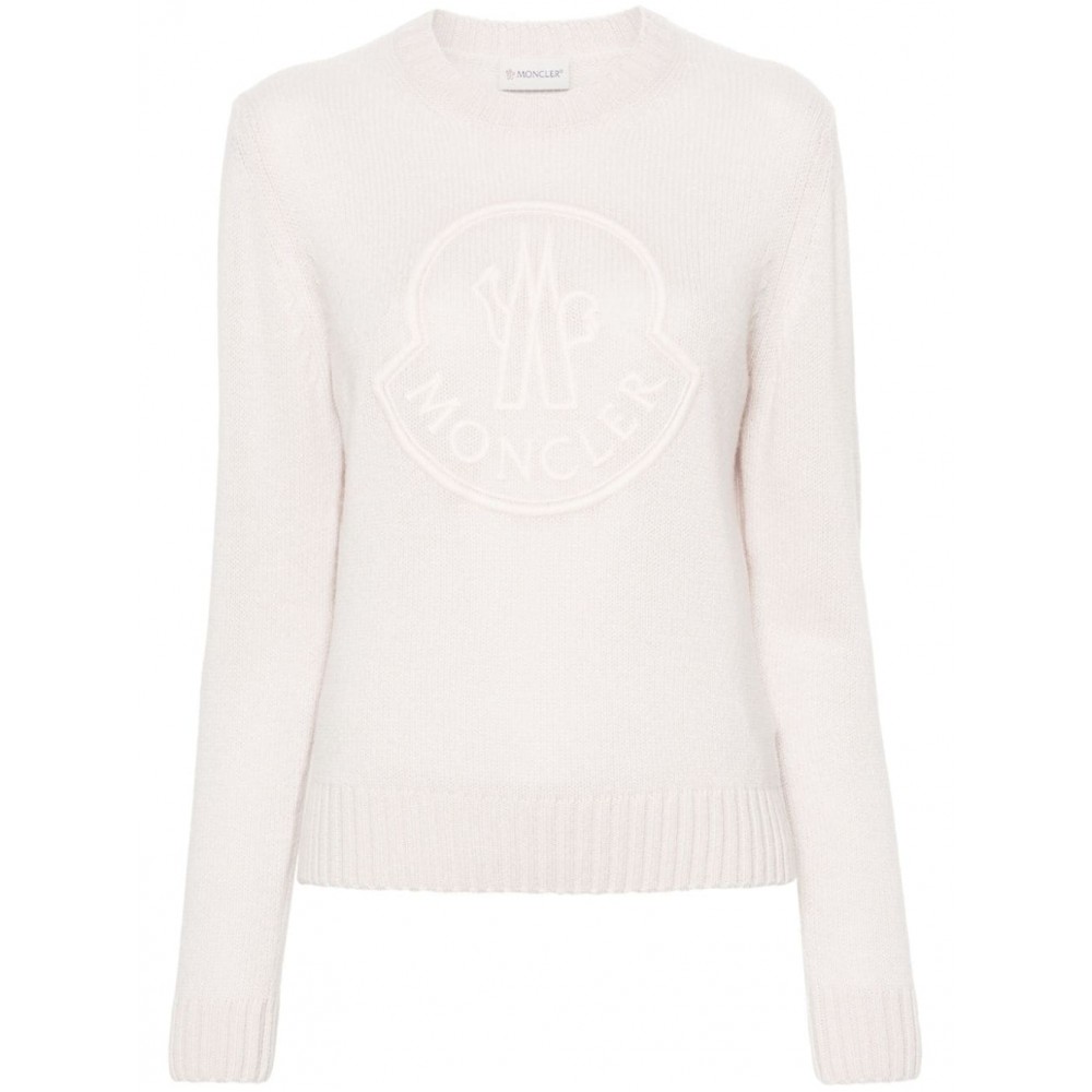 Moncler logo-embroidered crew-neck Jumper Pink MCS28896