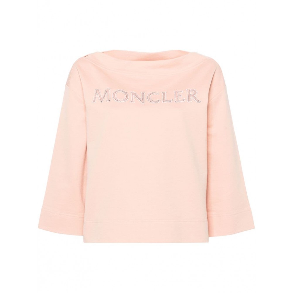 Moncler logo-applique boat-neck Sweatshirt Pink MCS28784