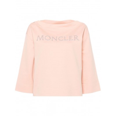 Moncler logo-applique boat-neck Sweatshirt Pink MCS28784