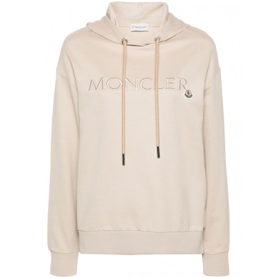 Moncler logo-embroidered Cotton Hoodie Neutrals MCS28867