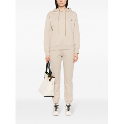 Moncler logo-embroidered Cotton Hoodie Neutrals MCS28867