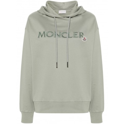 Moncler logo-embroidered Cotton Hoodie Green MCS28865