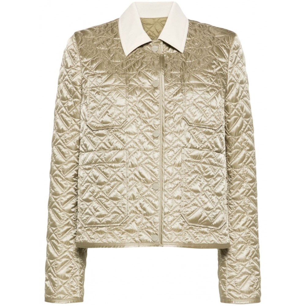 Moncler corduroy-collar Quilted Shirt Jacket Green MCS28344