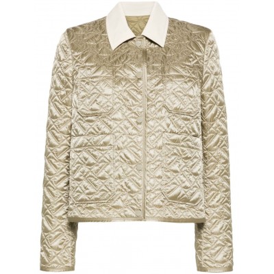 Moncler corduroy-collar Quilted Shirt Jacket Green MCS28344