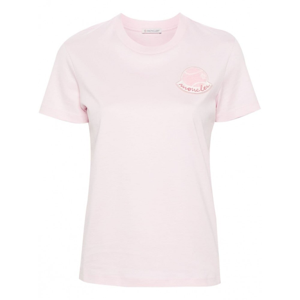 Moncler logo-patch Cotton T-shirt Pink MCS28952