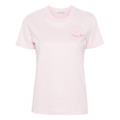 Moncler logo-patch Cotton T-shirt Pink MCS28952