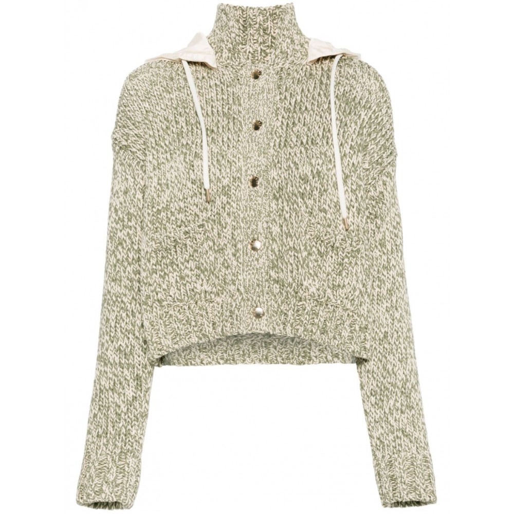 Moncler Hooded Cropped Cardigan Green MCS28609