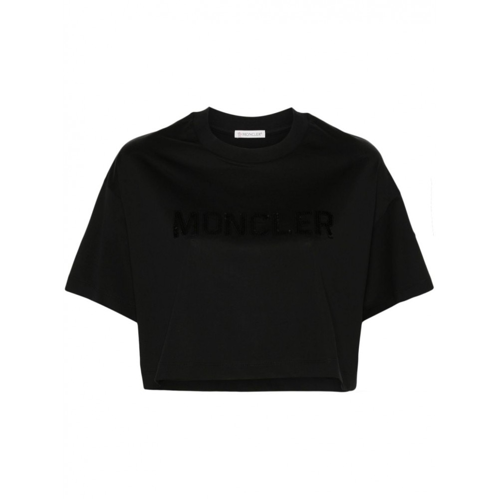 Moncler sequin-logo Cropped T-shirt Black MCS29491