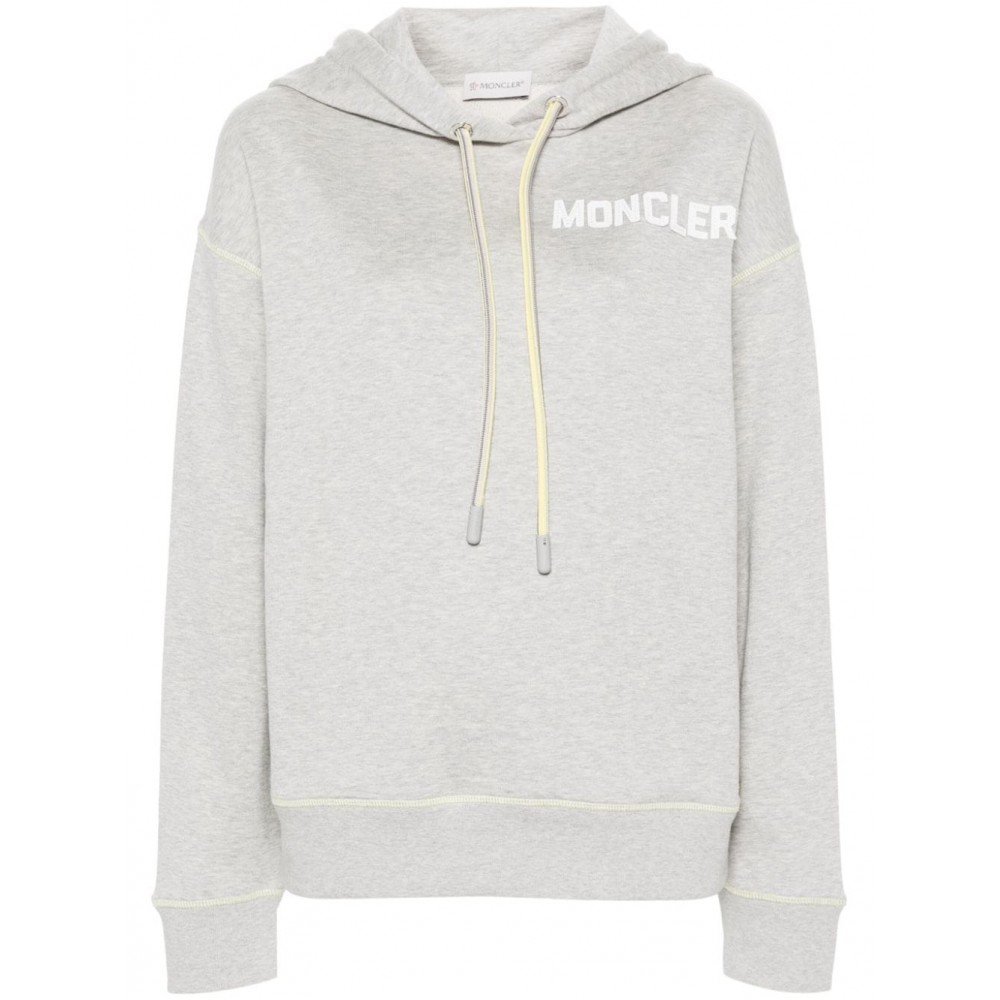 Moncler logo-embroidered Cotton Hoodie Grey MCS28866