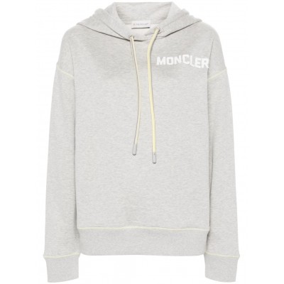 Moncler logo-embroidered Cotton Hoodie Grey MCS28866