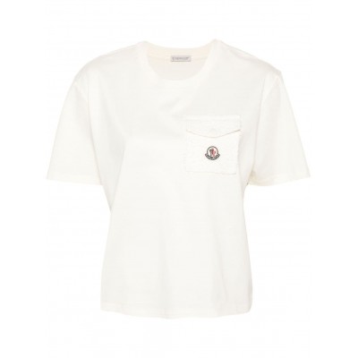 Moncler Tweed pocket-detail T-shirt Neutrals MCS29590