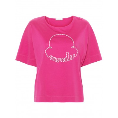 Moncler logo-patch Cotton T-shirt Pink UKMCS28953