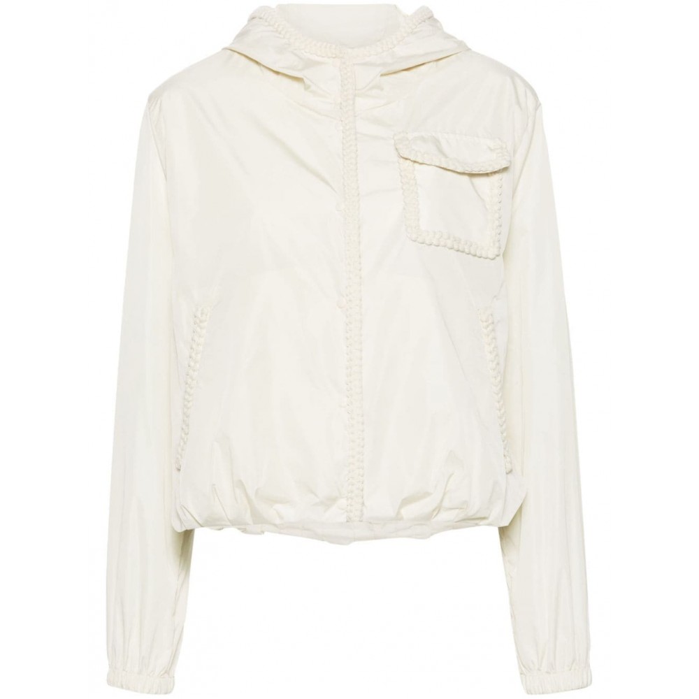 Moncler crochet-trim Hooded Jacket White MCS28360