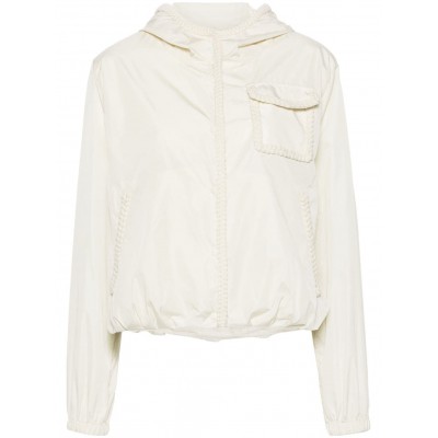 Moncler crochet-trim Hooded Jacket White MCS28360