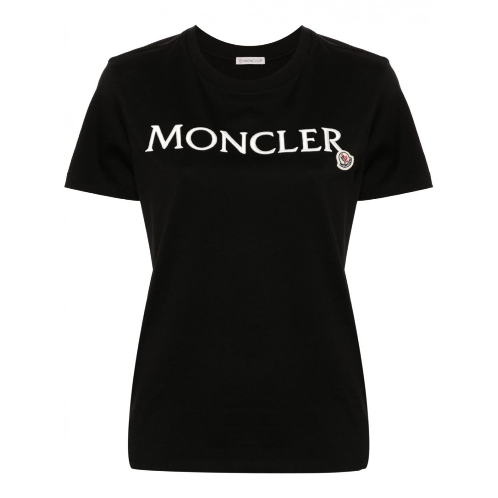 Moncler embroidered-logo Cotton T-shirt Black MCS28446