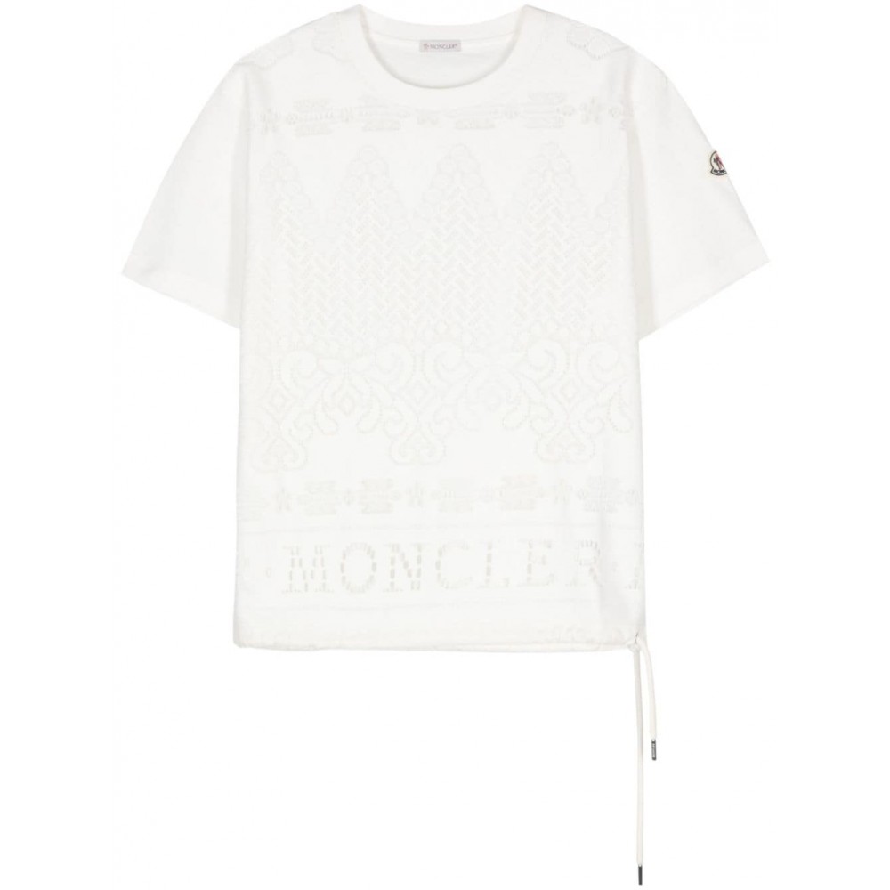 Moncler lace-panel Cotton T-shirt White MCS28698