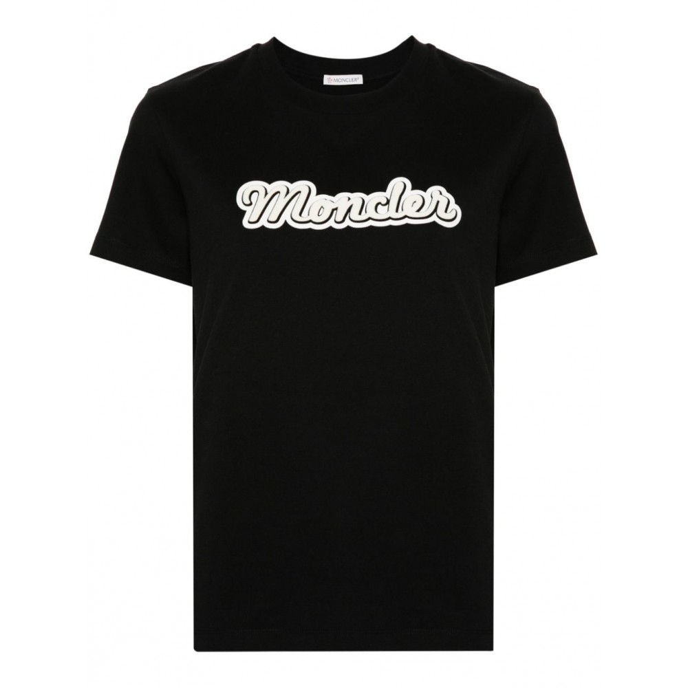 Moncler logo-flocked T-shirt Black CAMCS28917