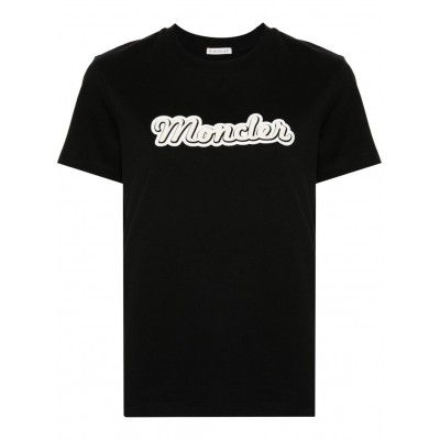 Moncler logo-flocked T-shirt Black CAMCS28917