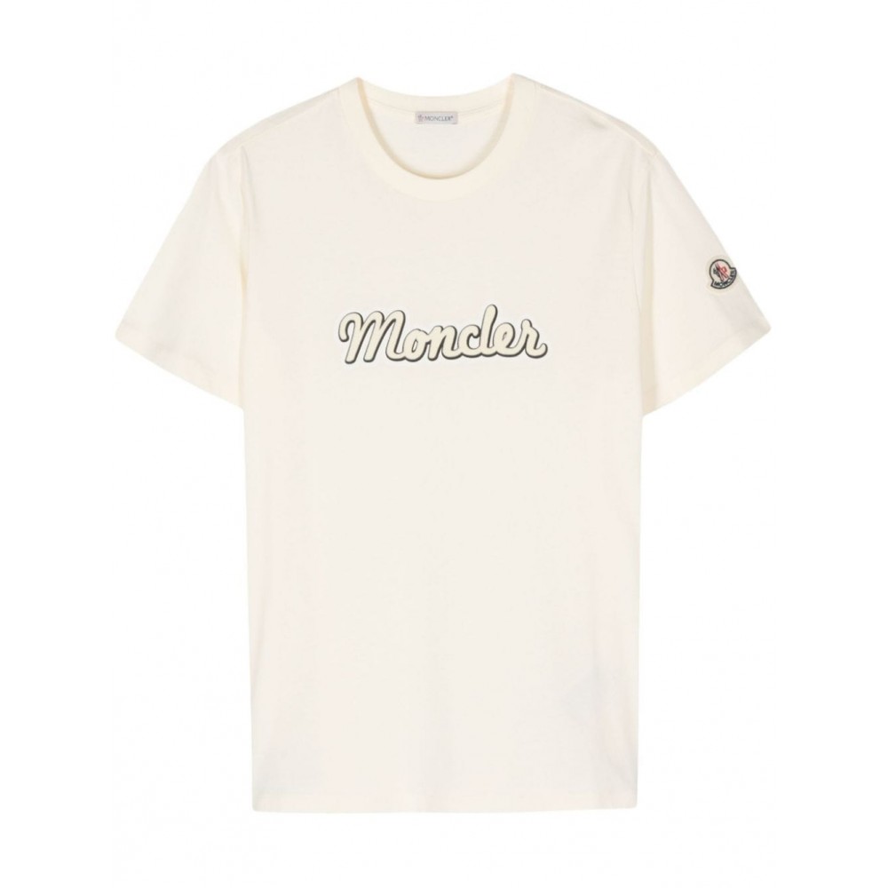 Moncler logo-print T-shirt Neutrals MCS29162