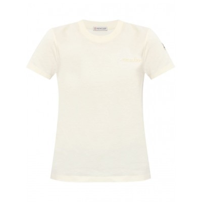 Moncler logo-patch Cotton T-shirt Neutrals MCS28946