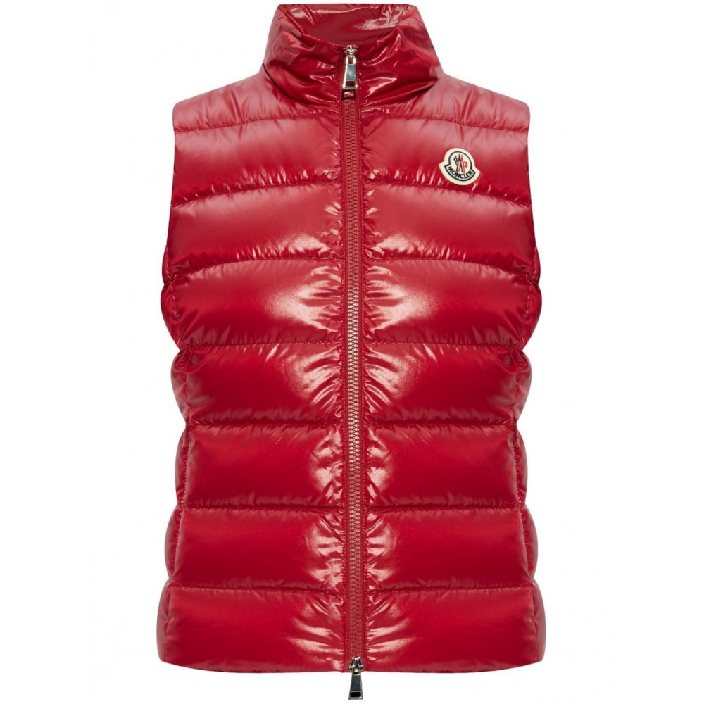 Moncler stand-up Collar Logo Patch Gilet Red MCS29522