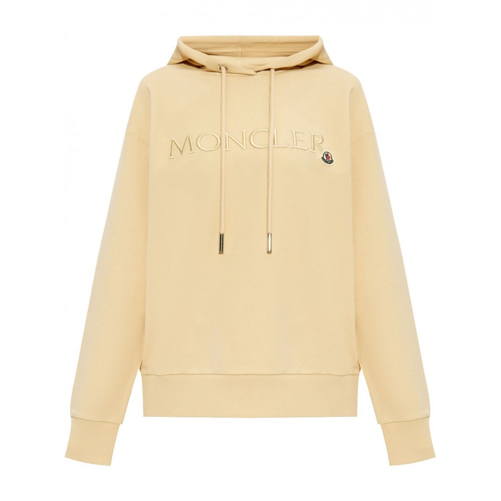 Moncler logo-embroidered Cotton Hoodie Neutrals MCS28868