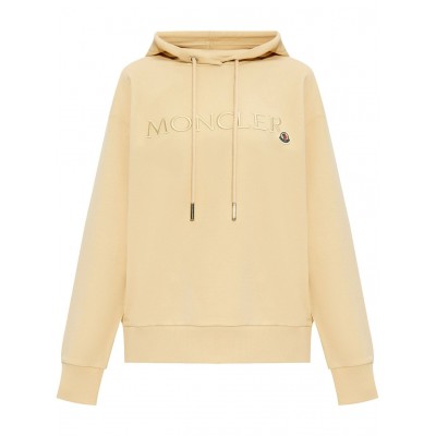 Moncler logo-embroidered Cotton Hoodie Neutrals MCS28868