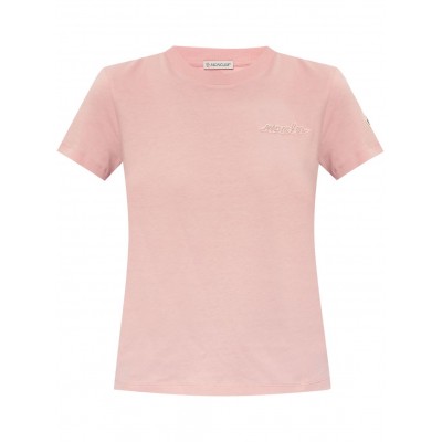 Moncler logo-patch Cotton T-shirt Pink MCS28951