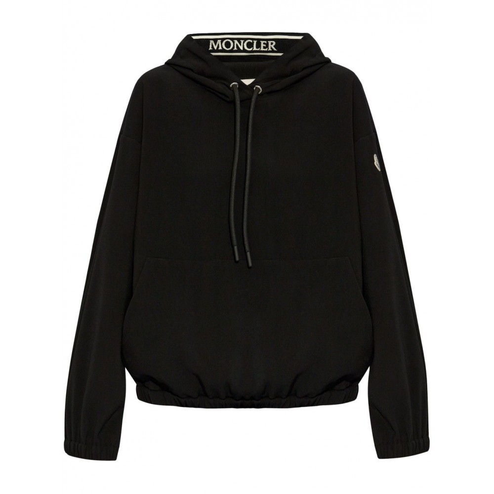 Moncler logo-applique Drawstring Hoodie Black MCS28799