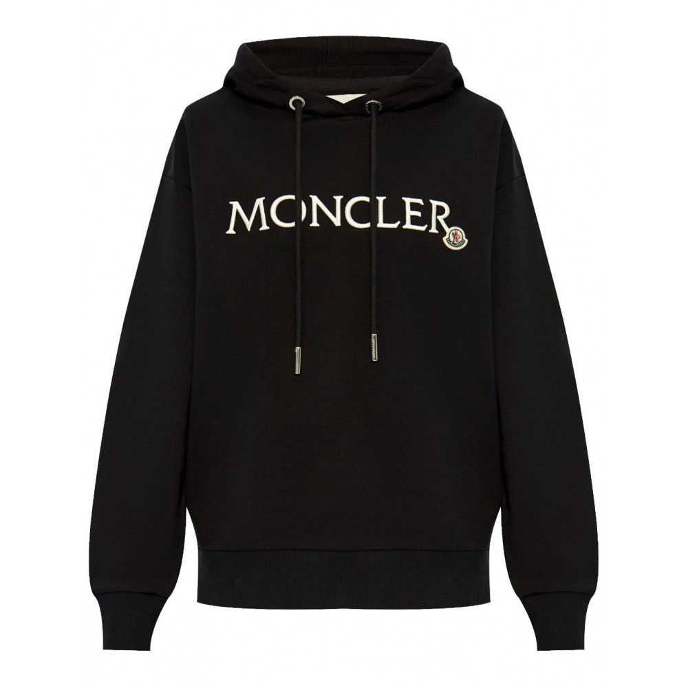 Moncler logo-embroidered Cotton Hoodie Black MCS28864