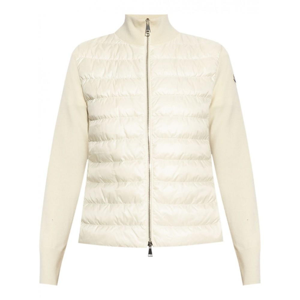 Moncler logo-applique Panelled Puffer Jacket Neutrals MCS28828