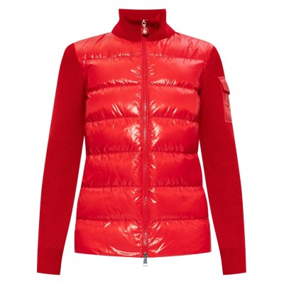 Moncler knitted-panels Puffer Jacket Red MCS28687