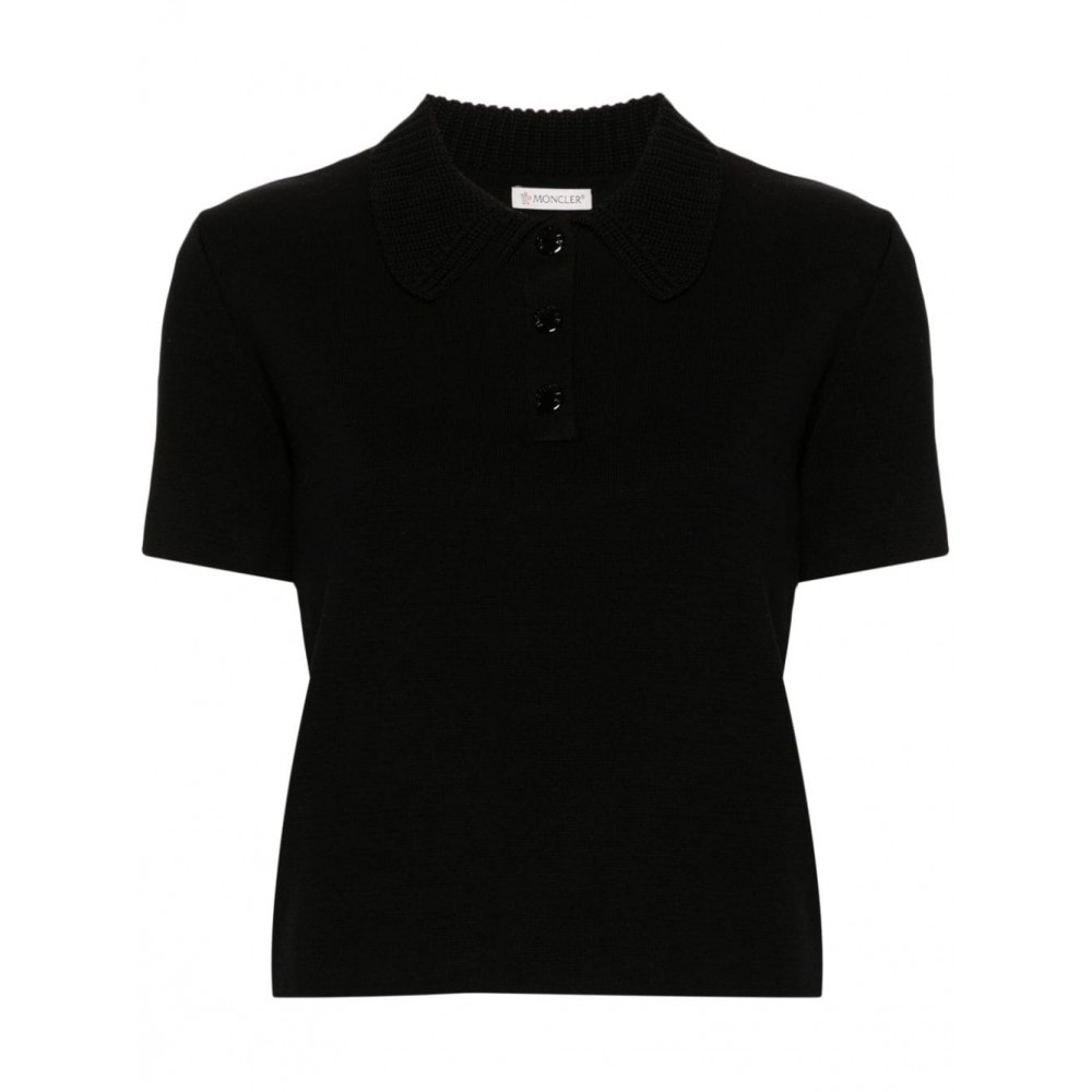 Moncler contrasting-collar Cotton Polo Top Black MCS28333