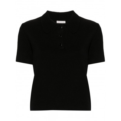 Moncler contrasting-collar Cotton Polo Top Black MCS28333