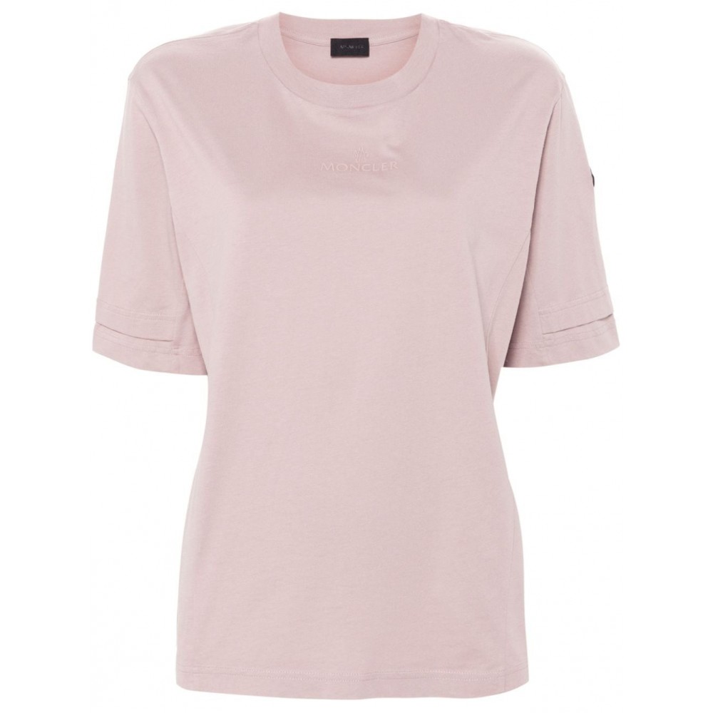 Moncler logo-patch Cotton T-shirt Pink MCS28950