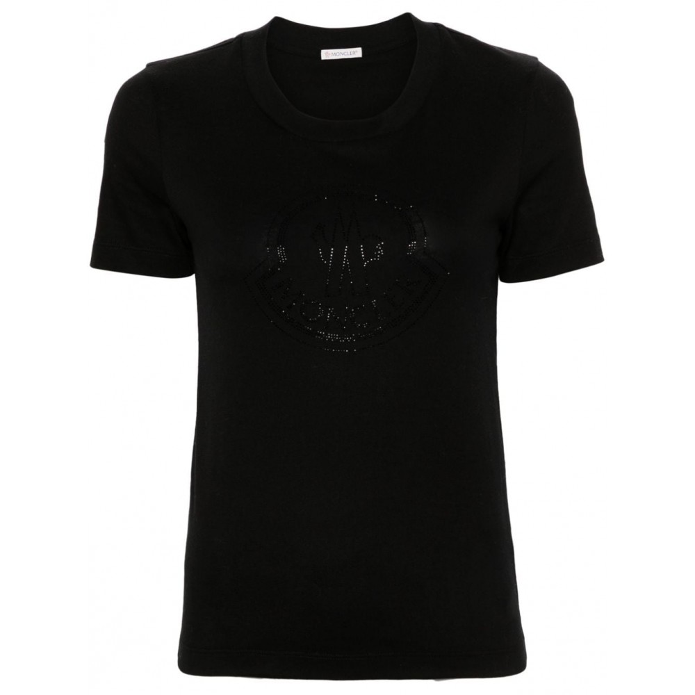 Moncler rhinestone-logo T-shirt Black MCS29451