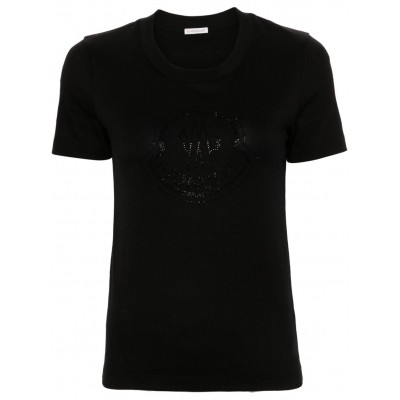 Moncler rhinestone-logo T-shirt Black MCS29451