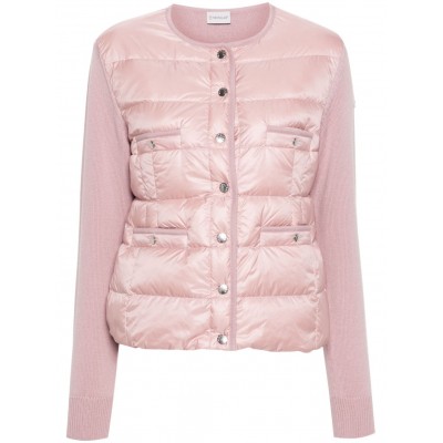 Moncler knitted-panels Puffer Jacket Pink MCS28686