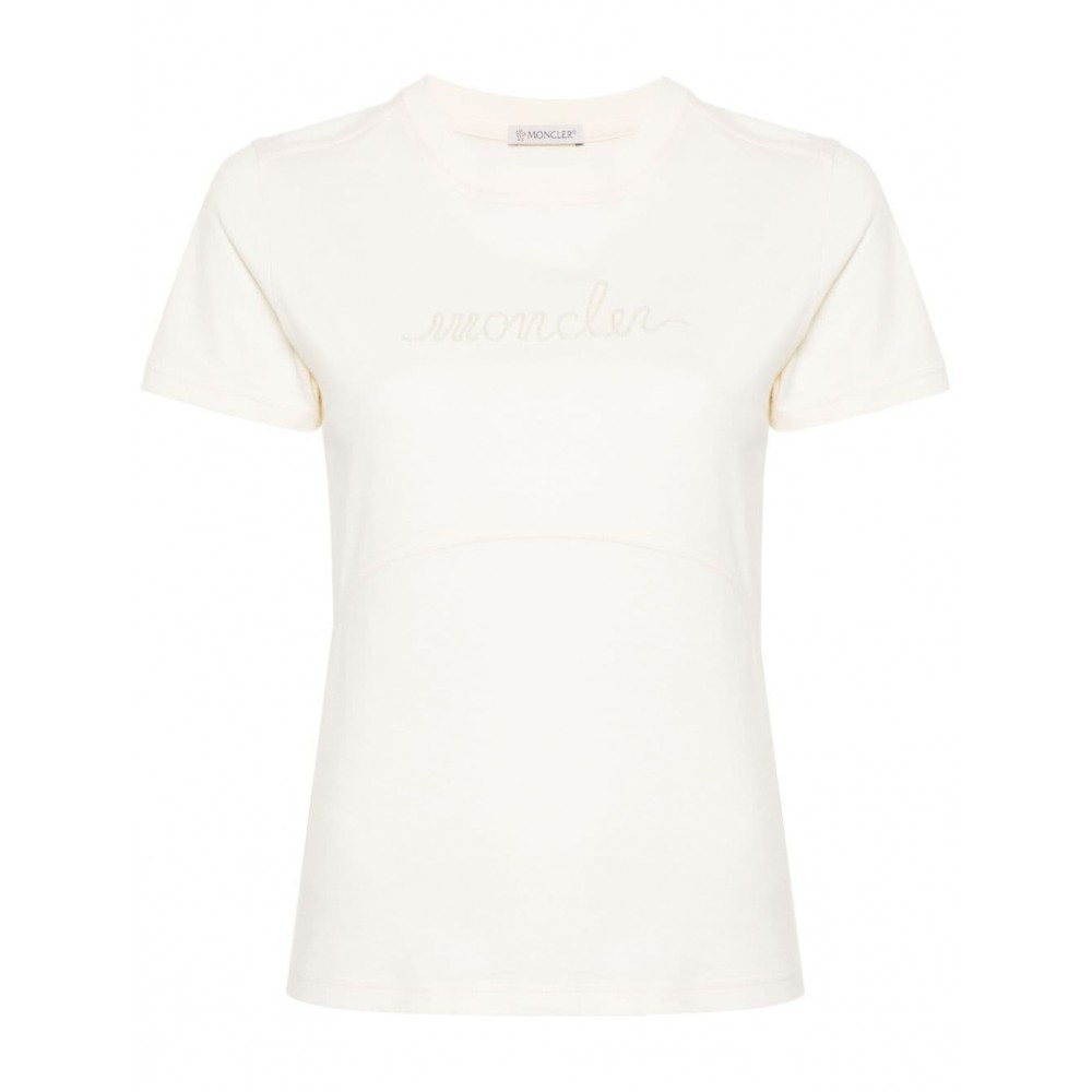 Moncler logo-embroidered Cotton T-shirt Neutrals UKMCS28887