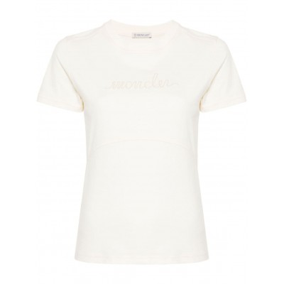 Moncler logo-embroidered Cotton T-shirt Neutrals UKMCS28887