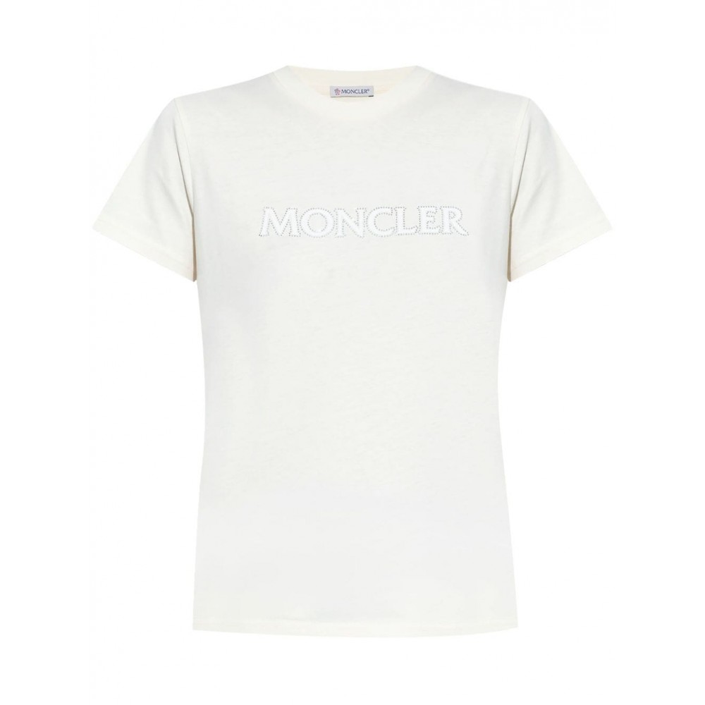 Moncler crystal-logo T-shirt Neutrals MCS28366